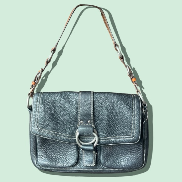 COACH 8A41 Chelsea Black Pebbled Leather Shoulder Handbag Purse Hobo - Picture 2 of 14